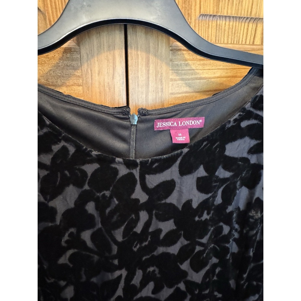Jessica London‎ Velvet Burnout Dress Black Dark Romantic Whimsigoth Sz 16 READ - Picture 3 of 8